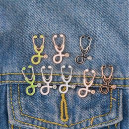 Nurse Doctor Stethoscope Enamel Brooch Pins Creative Lapel Brooches badge For women Men Girl Boy Fashion Jewelry Gift230i