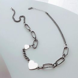 Chains FoYuan Silver Colour Minimalist Creative Size Love Necklace For Trendsetters Fashionable Retro Glossy Jewellery