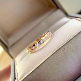 S925 silver punk band ring with sparkly diamond in 18k rose gold plated and platinum color for women engagement jewelry gift 288C