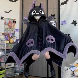 Blankets Kawaii Bat Y2k Plush Blanket Soft Hoodie Pajamas Home Animal Warm Wearable Blanket Cloak Christmas Gift for Girl Kids HKD230922