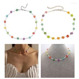 Chains Hand-making Woven Chain Necklace Multi-Color Resin Beads Material Jewelry Gift For Women Girlfriends
