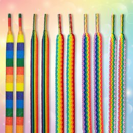 Shoe Parts Accessories Fashion Creative 3D Rainbow Shoelaces Men Women Trend Personality Printing Sport Casual Basketball Shoes Laces Dropship 230922