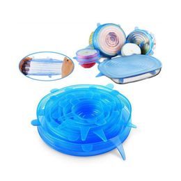 Silicone Stretch Suction Pot Lids Tools Food Grade Fresh Keeping Wrap Seal Lid Pan Cover Nice Kitchen Accessories 6PCS Set LXL568-256J