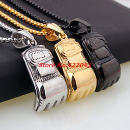 Chokers Arrival Silver Gold Black color Stainless Steel Fitness Motor Boxing Gloves Pendant Necklace Free Box Chain Top Quality 230922