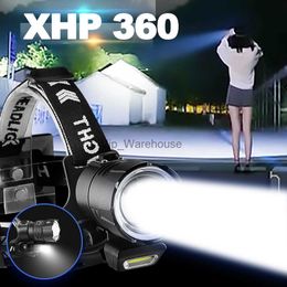 Head lamps XHP360 Ultra Powerful Headlights 18650 High Power Led Head Flashlight Zoomable Headlamp Rechargeable Fishing Head Lamp Lantern HKD230922