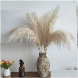 Decorative Flowers Wreaths 80Cm Nagaho Natural Reed Dried Flower Big Pampas Grass Bouquet Wedding Ceremony Decoration Modern Home D Otska