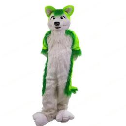 Performance Green Wolf Husky Mascot Costumes Carnival Hallowen Gifts Unisex Adults Fancy Games Outfit Holiday Outdoor Advertising Outfit Suit