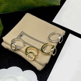 Chic Golden Ear Hoops Charm Silver Designer Studs Women Letters Earrings High End Stamps Dangler With Box221u