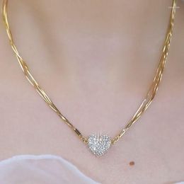Chains Rhinestone Clavicle Chain Personality Couple Magnetic Heart Pendant Necklace Charm Jewellery