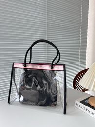 Новая модная прозрачная желейная сумка, дизайнерская ручная сумка для покупок, женская сумка на одно плечо, большая сумка для покупок, комплект из 2 предметов, кошелек из ПВХ 40 см