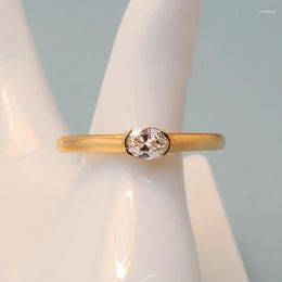 Cluster Rings 14k Yelow Gold 0.32CT D-E-F Colour VS Oval Cut CVD Lab Grown Diamond Jewellery Engagement Ring For Woman