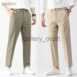 Men's Pants Autumn Smooth Khaki Ankle-Length Pants Men Business Suit Pant Solid Colour Stretch Casual Brand Clothing Suit Trousers Male 28-38 J230922