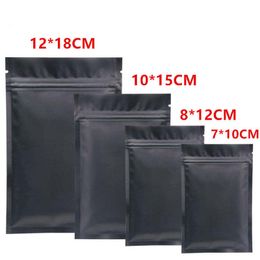 Black Mylar Plastic Packaging Bags Aluminium Foil Zipper Pouch Open Top For Food Long Term Storage Tea Sugar Coffee Bean Powder Snack Package Collectibles Protection