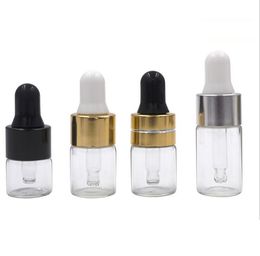 1ml 2ml 3ml Amber Dropper Mini Glass Bottle Essential Oil Display Vial Small Serum Perfume Brown Sample container ZZ