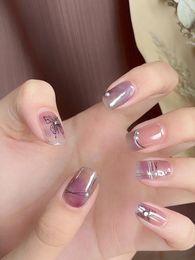 False Nails Comes With Genuine Diamond Crystal Matte Heavy Duty Hand-painted White And Beautiful All Waterproof Stickers