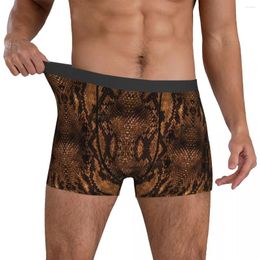 Underpants Brown Snakeskin Underwear Animal Print Men's Boxer Brief Breathable Shorts Custom Plus Size Panties