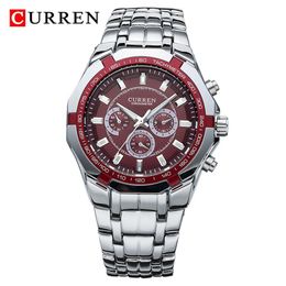 CURREN Men Luxury Brand Military Sport Mens Watches Full Steel Quartz Clock Men's Waterproof Business Watch relogio masculino267l