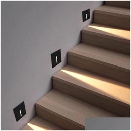 Lâmpada de parede interna recesso led luz da escada pir sensor movimento escada ac85-265v passo 3w corredor arandela entrega gota casa jardim el otipu