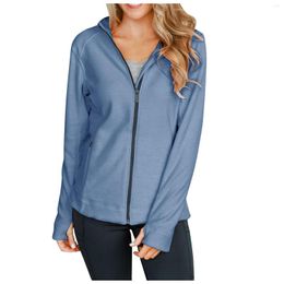 Women's Hoodies Hoodie Women Lightweight Zip Up Jacket Plus Size Long Sleeve Hooded Sweatshirt Drawstring Slim Fit Basic Thin Coat