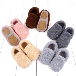 First Walkers Autumn Winter Baby Shoes Unisex Toddler Anti-slip Home Indoor Footwear Warm Fur Sli-on For Boy Girl