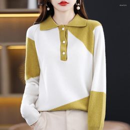 Women's Sweaters 4-color Product Selling Wool Sweater Polo Collar Long Sleeve Knitted Fashion Pullover