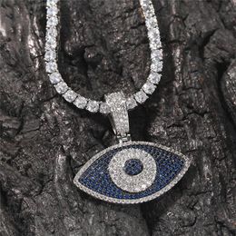 Iced Out Devil Eye Pendant Necklace Gold Silver Plated Mens Bling Hip Hop Jewellery Gift209K