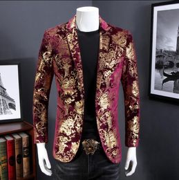 Men's Suits Chinese Style Jacket Men Blazer Personality Masculino Slim Fit Casaco Jaqueta Masculina Plant Flowers Coats Mens Autumn