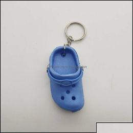 Jewellery Key Rings Custom 1Pc Cute 3D Mini Eva Beach Hole Little Clog Shoe Keychain Girl Gift Bag Accessories Decoration Keyring Floati Dhsuh