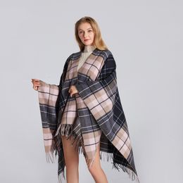 Scarves arrival Fashion comfortable elegant comfortable plaid scarf winter vintage thick warm tassel high quality big knit poncho 230921