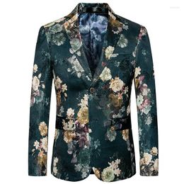 Men's Suits Spring Fall Korean Style Men Fashion Dobby Floral Designer Blazer Coat Man 5xl 6xl Host Green Jacquard Flower Blazers Coats