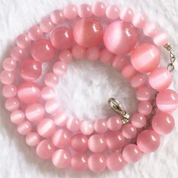 Chains Lovely Pink Tower Chain 6-14mm Prefect Round Beads Necklace For Women Fashion Weddings Party Gifts Choker Jewelry 18inch B622-1