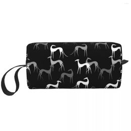 Cosmetic Bags Fashion Cute Sighthounds Travel Toiletry Bag For Women Greyhound Whippet Dog Makeup Organiser Beauty Storage Dopp Kit