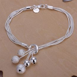 gift 925 silver Small O Hanging light bead bracelet DFMCH243 Brand new sterling silver plated Chain link bracelets high 2336