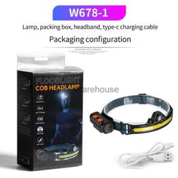 Head lamps Convenient Built-in Battery Outdoor Gear Led Cob Headlamp Adjustable Trending Sensor Headlight Hands-free Hiking Equipment HKD230922