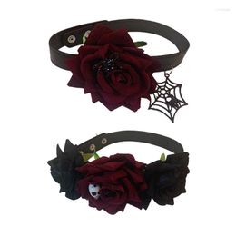 Chains Halloween Spiderweb Rose Necklace Y2K Gothic Collar Personalised Exaggerated Choker Short Clavicle Chain Women Jewellery