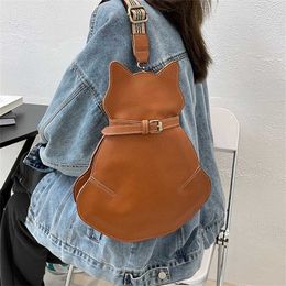 Vintage New Women Chest Waist Bag Cat Shape Shoulder Casual Crossbody Bags Quality Leather Handag Purse Ladies Brand Designer 220923