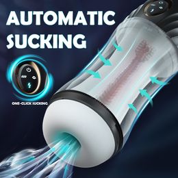 Masturbators Real Automatic Sucking Male Masturbation Cup Oral Vagina Adult Suction Vibrator Masturbator Toys For Men Blowjob Sex Machine 230922