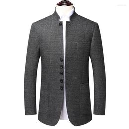 Men's Suits 2023Four Seasons Fashion Suit Jacket Male Repair Gas Trend High-end Collar Zhongshan Middle-aged Business Top