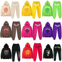 Trailsuits Sweatshirts Erkek Y2K SP5der 555555 Sweater Hoodie Set Kadınlar Pullover Hoodies Trailtsuit Hip Hop Şarkıcı Örümcek Web Baskılı Spor Takım Sweatshirt EQGY