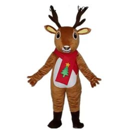 2024 Stage Performance Xmas Deer Mascot Costume Halloween Christmas Cartoon Character Outfits Suit Advertising Leaflets Clothings Carnival Unisex Adults Outfit