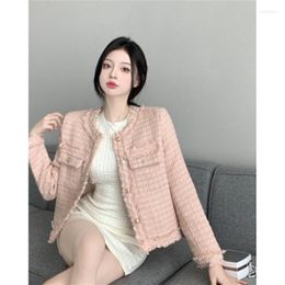 Women's Jackets Autumn/Winter French Sparkling Silk Golden Wool Temperament Small Fragrant Wind Coat Woman Long Sleeve Tweed Cropped