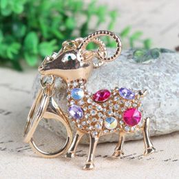 Keychains Fat Goat Sheep Cute Crystal Rhinestone Charm Pendant Purse Bag Car Key Ring Chain Creative Wedding Party Gift