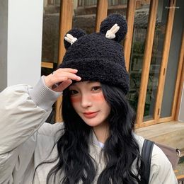 Ball Caps 2023 Korean Version Of The Autumn And Winter Plus Velvet Warm Ear Protection Cold Hat Knitted Woollen