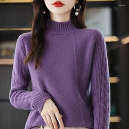 Women's Sweaters Autumn/Winter Sweater Thickened Half Turtleneck Cashmere Casual Knit Pullover Elegant Wool Ladies Tops Loose