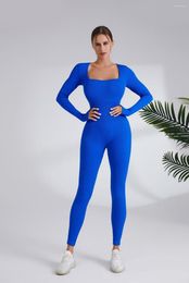 Active Sets One Piece Yoga Set Women Long Sleeved Seamless Bodysuit High Elasticity Body Shaping Sports Suit Sexy Hip Lifting Fitness