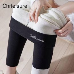 Men s Jeans CHRLEISURE Winter Women Pants Fleece Warm Letter Embroidery High Waist Trousers Velvet Elastic Casual Lamb Wool 230922