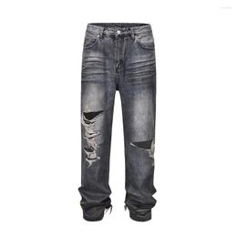 Men's Jeans Frayed Hole Distreesed Big Baggy For Men And Women Pantalones Hombre Streetwear Y2k Casual Denim Trousers Oversized