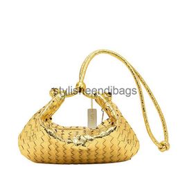 Cross Body Bags 2023 New Fashion Color One Shoulder Soft Leather Small Golden Ball Weaving Underarm Bag Method Stick Bag Handheld Bag45stylisheendibags