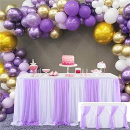 Table Skirt Cross Wedding Party Tableware Cloth Stripes Variable Skirting Kids Birthday Decor Tutu Tulle