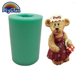 Baking Moulds DIY Bear Candle Silicone Moulds For Cake Chocolate Soap Mould Baby Series Style Plug-in Rubbing Candy S0218XM